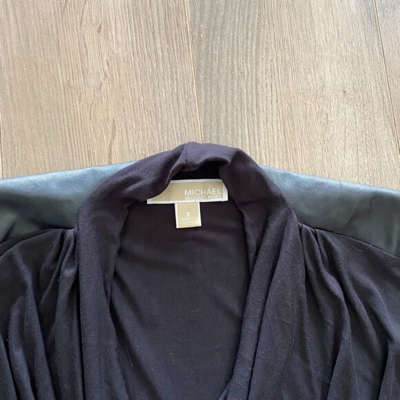 Michael Kors Black Sleeveless Cowl Neck Blouse with Leather Shoulder Detail - Picture 3 of 12